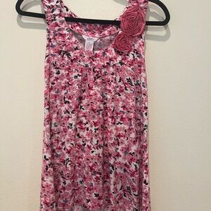 Candie's Pink Floral Top with Rosette Accents